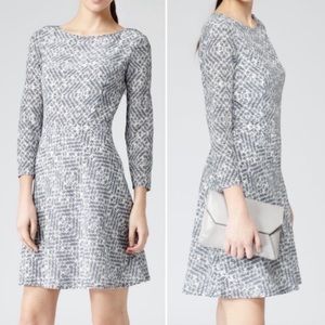 Reiss Gray and blue Long Sleeve Heidi Dress